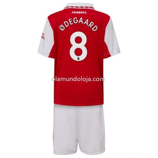 Camisola Arsenal Odegaard 8 Criança Equipamento Primeiro 2022-2023 Manga Corta